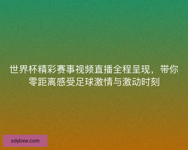 世界杯精彩赛事视频直播全程呈现，带你零距离感受足球激情与激动时刻