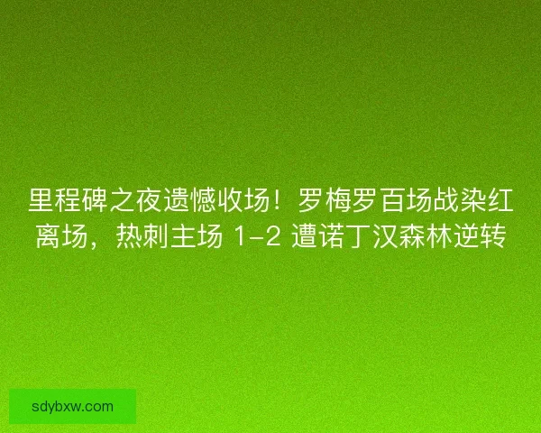 里程碑之夜遗憾收场！罗梅罗百场战染红离场，热刺主场 1-2 遭诺丁汉森林逆转