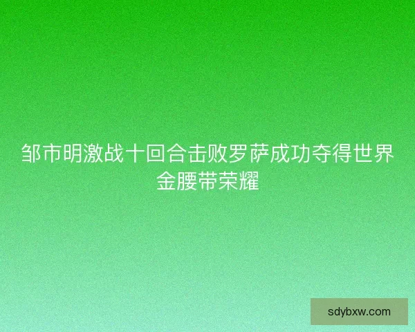 邹市明激战十回合击败罗萨成功夺得世界金腰带荣耀 邹市明激战十回合击败罗萨成功夺得世界金腰带荣耀