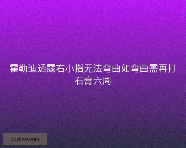 霍勒迪透露右小指无法弯曲如弯曲需再打石膏六周