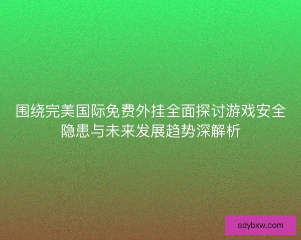 围绕完美国际免费外挂全面探讨游戏安全隐患与未来发展趋势深解析 围绕完美国际免费外挂全面探讨游戏安全隐患与未来发展趋势深解析