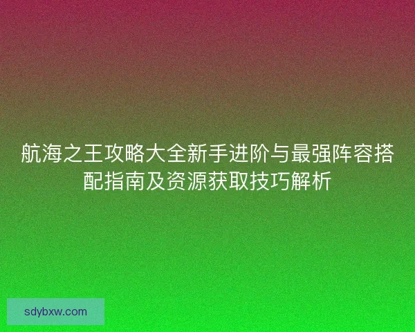 航海之王攻略大全新手进阶与最强阵容搭配指南及资源获取技巧解析