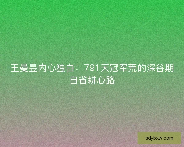 王曼昱内心独白:791天冠军荒的深谷期自省耕心路 王曼昱内心独白:791天冠军荒的深谷期自省耕心路