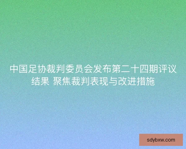 中国足协裁判委员会发布第二十四期评议结果 聚焦裁判表现与改进措施